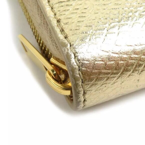 Auth CELINE Zip Around Long Wallet Gold Leather/Goldtone - Picture 11 of 15